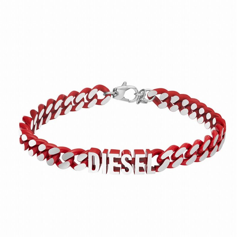 【最大2000円OFFクーポン17日(金)09:59迄】ディーゼル アクセサリー ブレスレット メンズ レッド STEEL DX1415040
