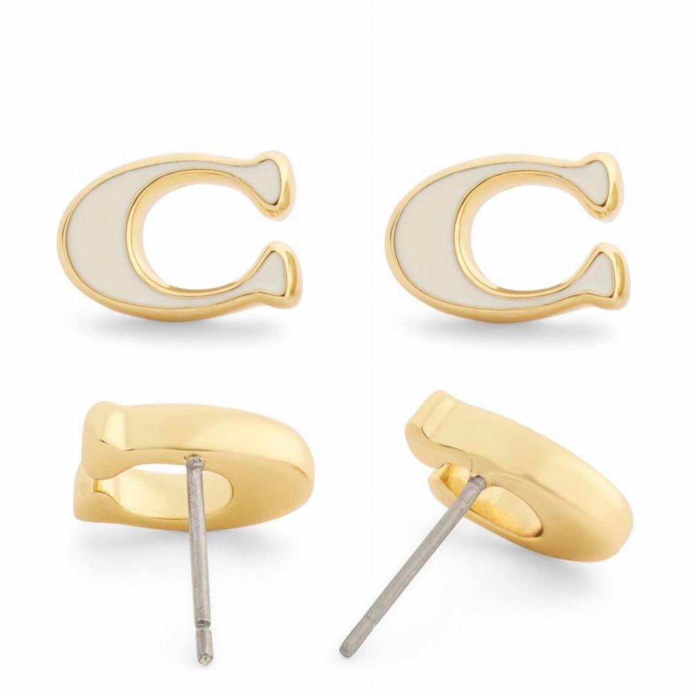 コーチ COACH シグネチャーCエナメルスタッドピアス 571173gld100