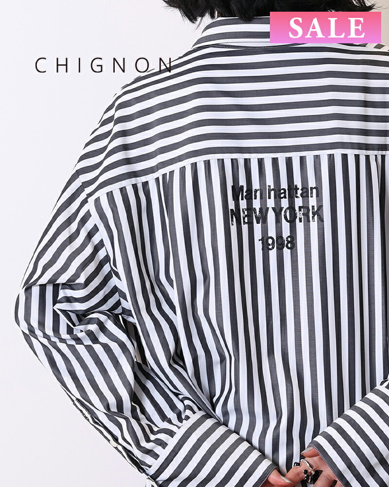【SALE】【30%OFF】CHIGNON シニヨン 2WAYストライププリントシャツ 1555-218kk