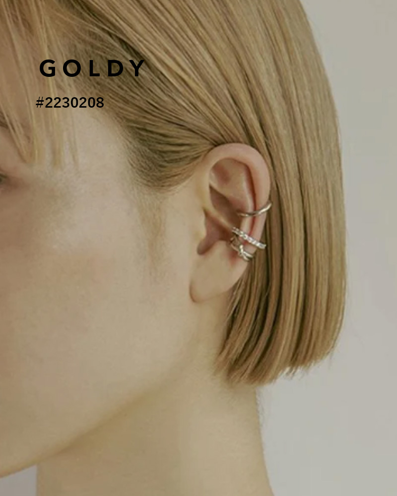 GOLDY ゴールディ ブルーの花柄イヤリング - アクセサリー