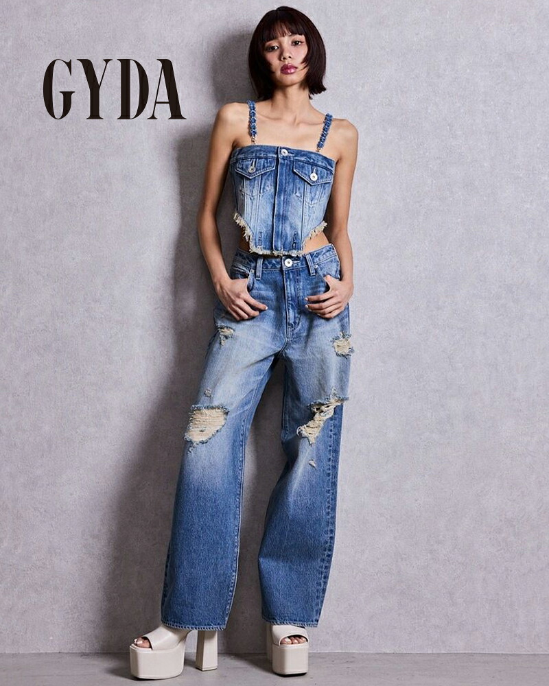 【土日祝も発送あり】GYDA ジェイダ 2WAYデニムチェーンロンパース 072630313701｜エリナストア