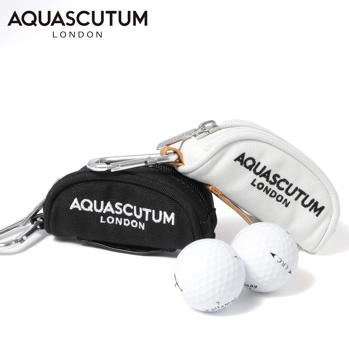 アクアスキュータム ゴルフ ボールポーチ メンズ レディース 010 Aquascutum ゴルフポーチ ボールケース 2個収納可能 即日発送 お見舞い