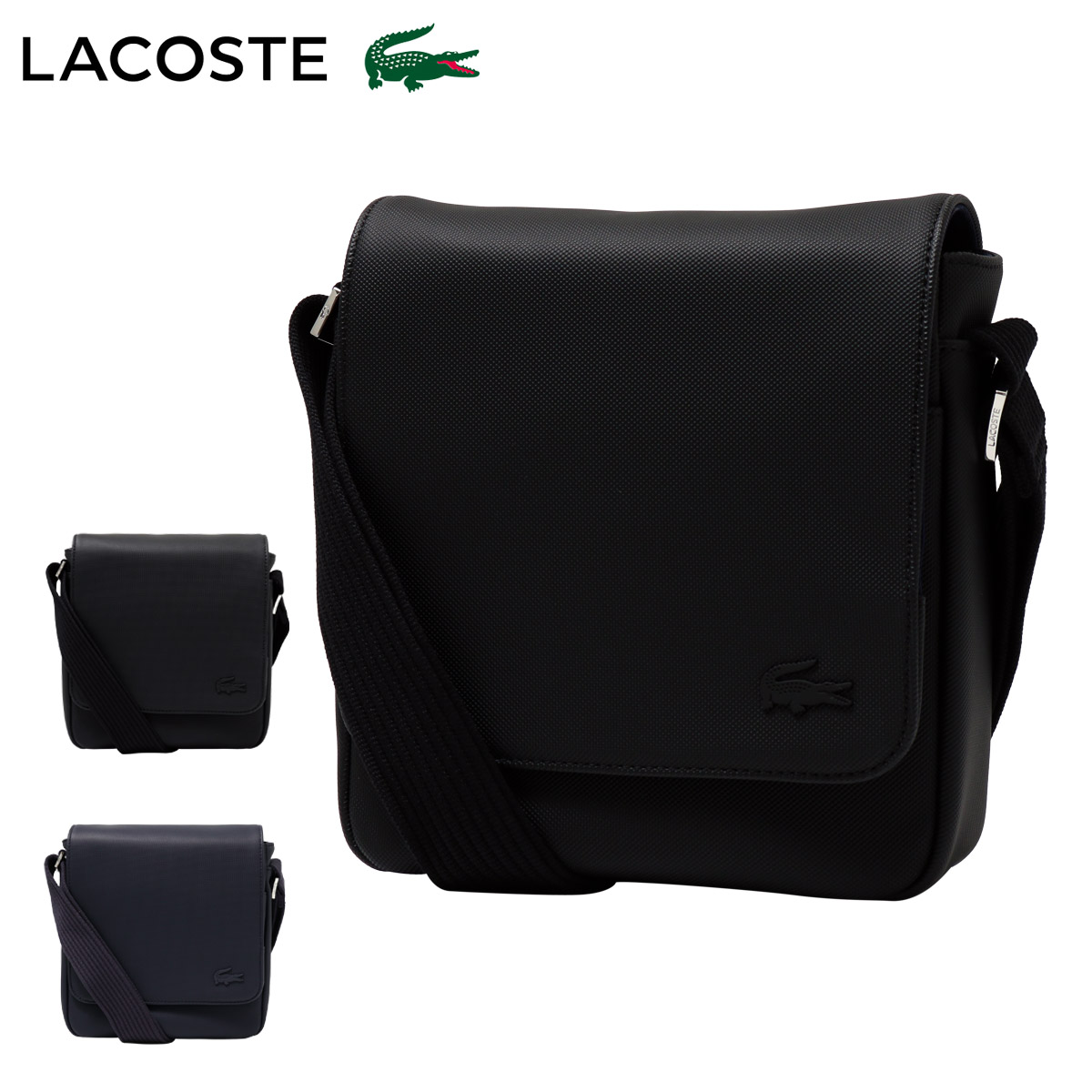 LACOSTE ショルダーバッグ　ブラックネイビー 大人気❗️早い者勝ち‼️ LACOSTE ショルダーバッグ ブラックネイビー 大人気❗️早い者