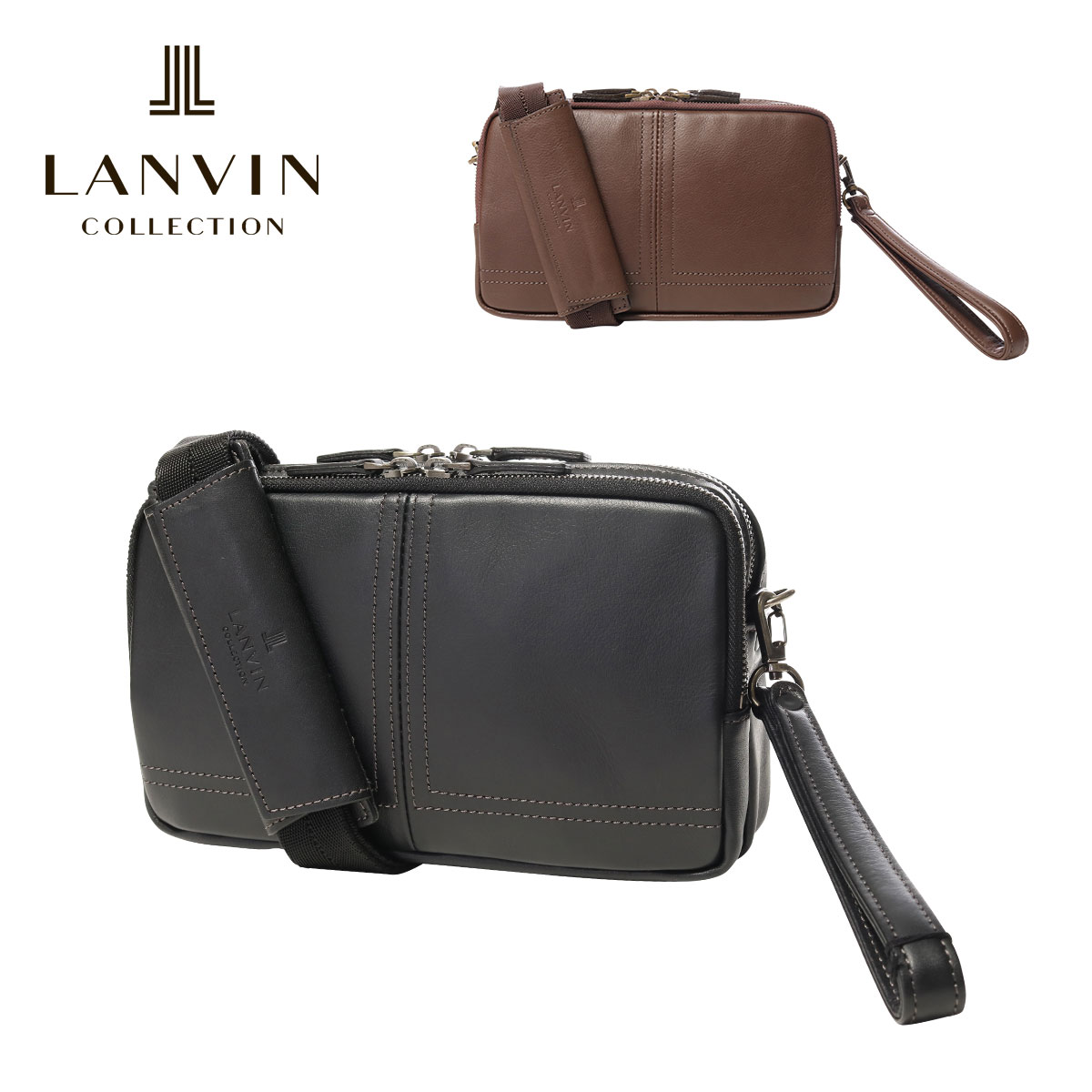 楽天市場 ランバンコレクション セカンドバッグ メンズ 日本製 サントル 2864 Lanvin Collection ショルダーバッグ ベルトループ付き 本革 レザー Po5 Bef サックスバー 財布バッグ専門店