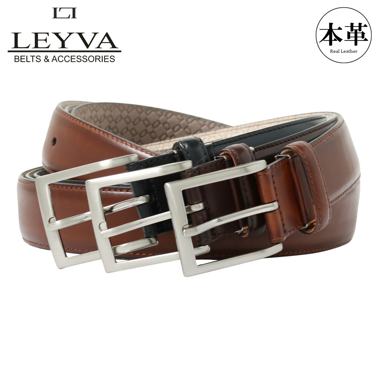 楽天市場】レイバ ベルト メンズ 11324 LEYVA 本革 レザー ピン式[PO10
