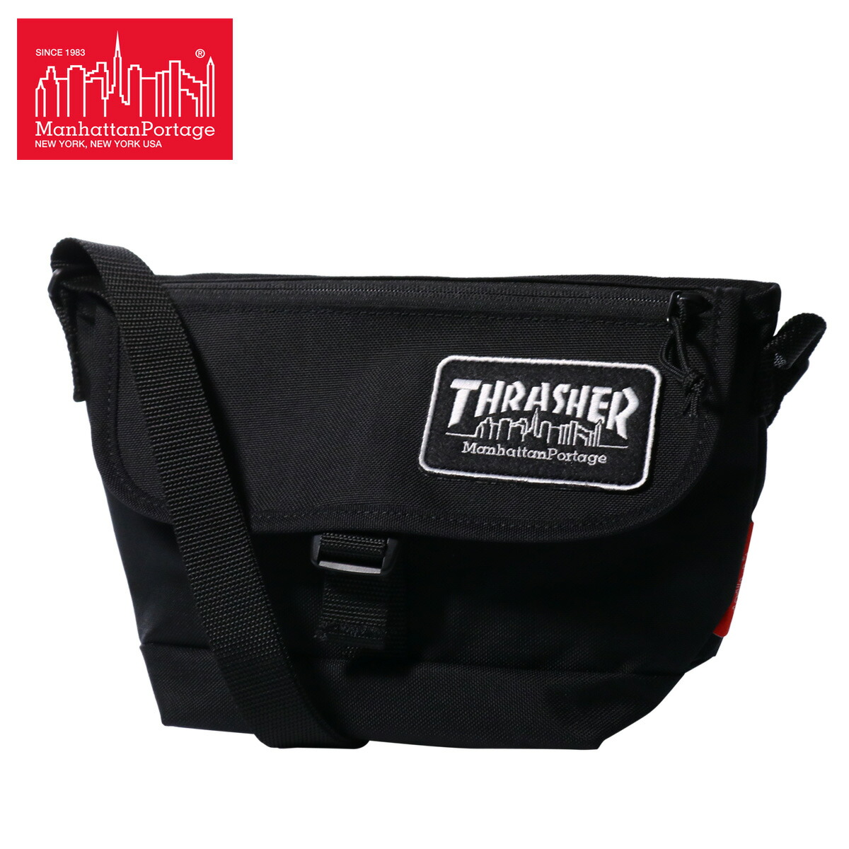 Manhattan Portage マンハッタンポーテージ THRASHER スラッシャー ショルダーバッグ スケート スケボー 横型 メンズ レディース MP1603FZPEPTHRASHER ワッペン[PO10][即日発送] GW 新生活