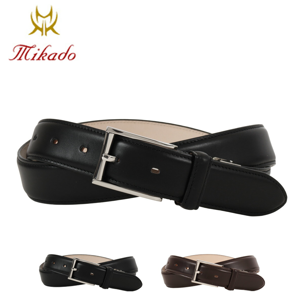 【全品10倍★4/10(金)2時迄】Mikado ミカド ベルト 本革 日本製 メンズ ピンタイプ mkb-00211 ビジネス フォーマル カジュアル シンプル[即日発送]