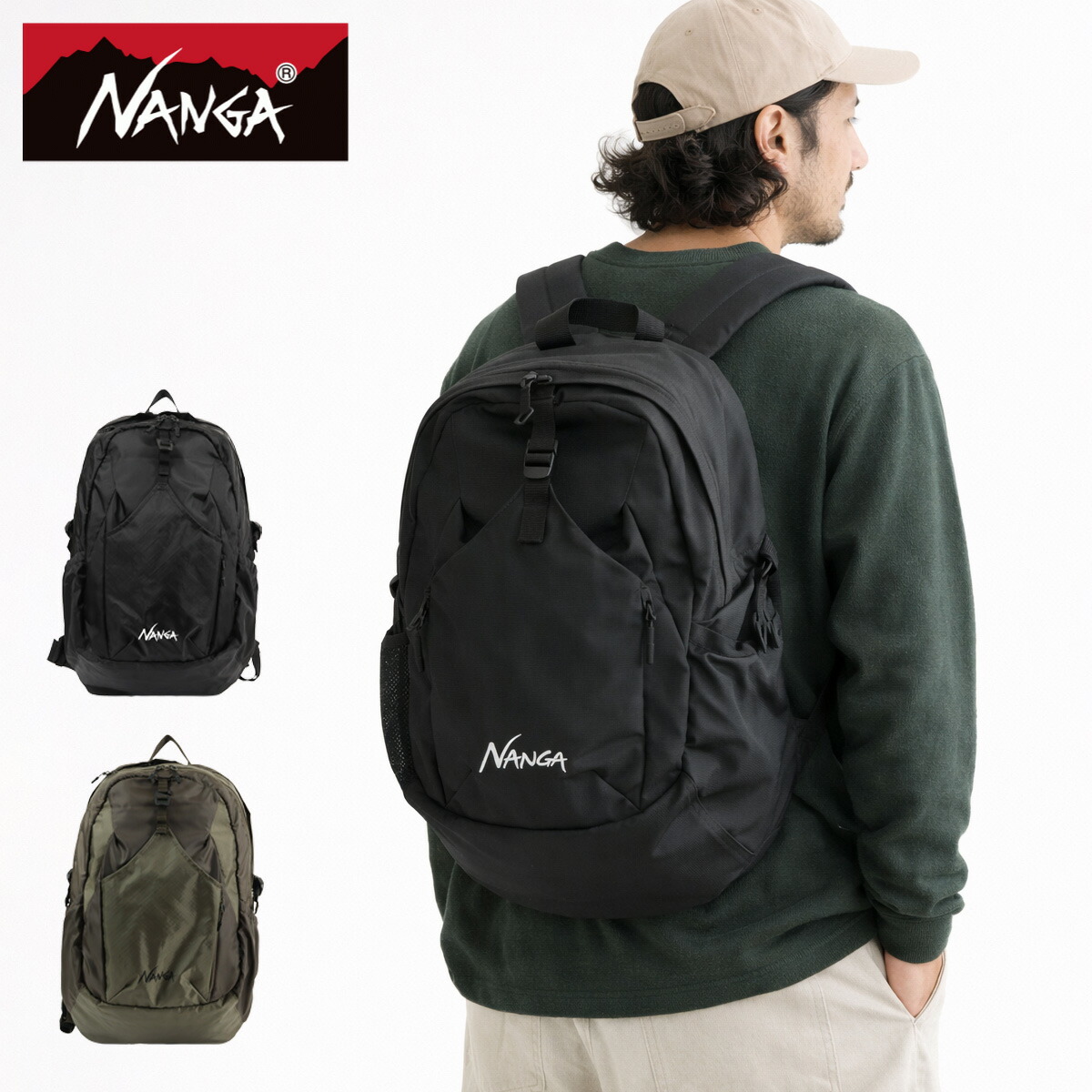 ナンガ リュック NANGA バックパック B2502-3M300ZB ECOPAK 30L A4 15インチ PC収納 軽量 リュックサック デイパック 斜め開閉 ポリエステル 撥水 耐久 チェストベルト メンズ ユニセックス 通勤 通学 旅行 出張 ビジネス アウトドア ブラック オリーブ 送料無料|サックスバー 財布バッグ専門店