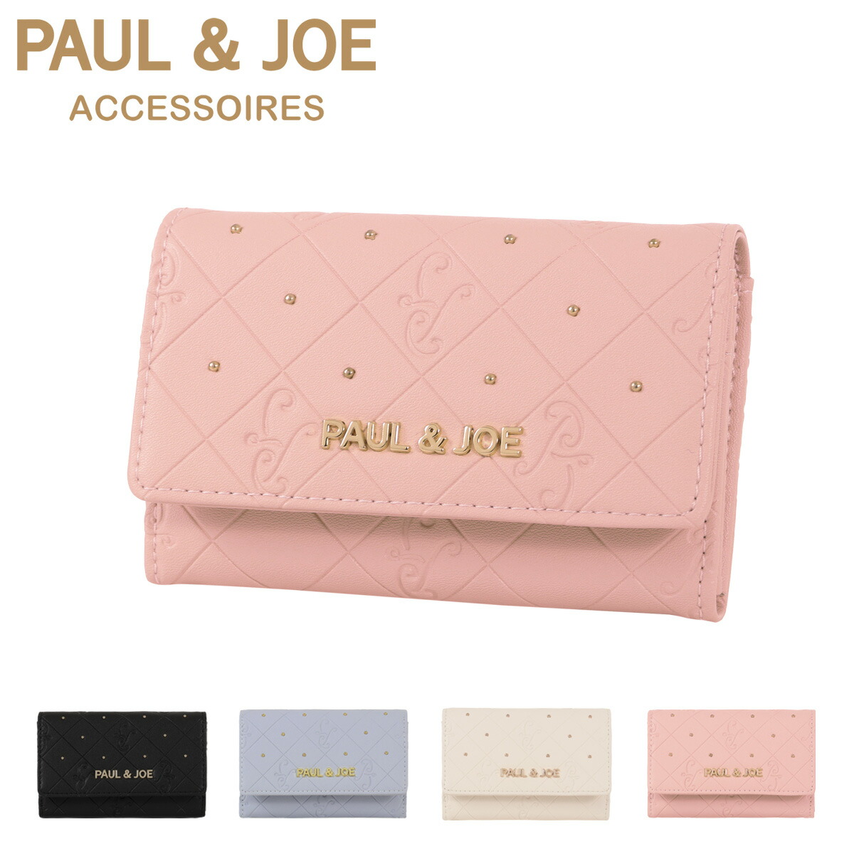 ポールアンドジョーアクセソワ 名刺入れ レディース PJA-W1073 PAUL&JOE ACCESSOIRES エンボス カードケース カード収納 型押し モノグラム 女性用 おしゃれ かわいい 上品 ブランド GW 新生活