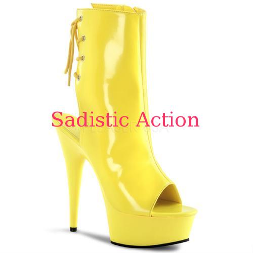 【即納】PLEASER Mid-Platform Open Toe Back Ankle Boot N.YE 【Pleaser　(ブーツ、サンダル、シューズ）】【PL-SAN-DELIGHT-1018UV-NYE】