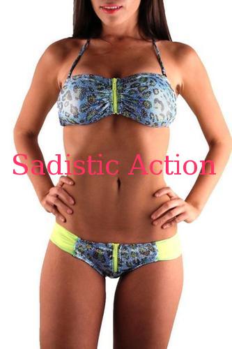 【即納】Party Rock Clothing Womens Sexy Leopard Zipper Bikini 【Party Rock Clothing】【PR-SW-Leopard Zipper Bikini-AQ】