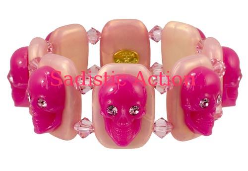 【即納】LUCITE SKULL CUFF STRETCH BRACELET PI 【TARINA TARANTINO】【TAR-BR-B01F7-PI】