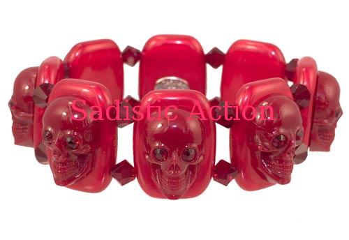 【即納】LUCITE SKULL CUFF STRETCH BRACELET RE 【TARINA TARANTINO】【TAR-BR-B01F7-RE】