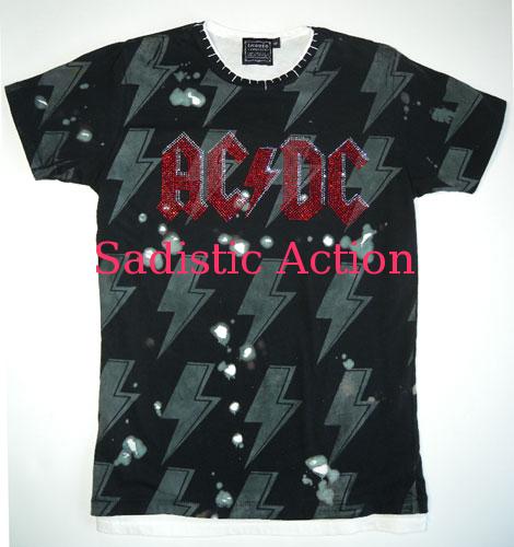 【即納】iconic couture&times;Sadistic Action AC/DC Men's T B/R 【iconic couture】【ICO-TP-AC/DC-BK/RE-M】｜Sadistic Action