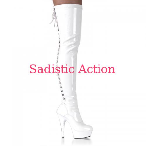 【即納】PLEASER Platform Boots Thigh High WH 【Pleaser　(ブーツ、サンダル、シューズ）】【PL-BO- DEL3063/W/M】