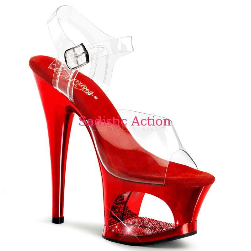 【即納】PLEASER Ankle Strap Sandal Featuring RS Detail In the PF 【Pleaser (ブーツ、サンダル、シューズ）】【PL-SAN-MOON-708DMCH-RED】