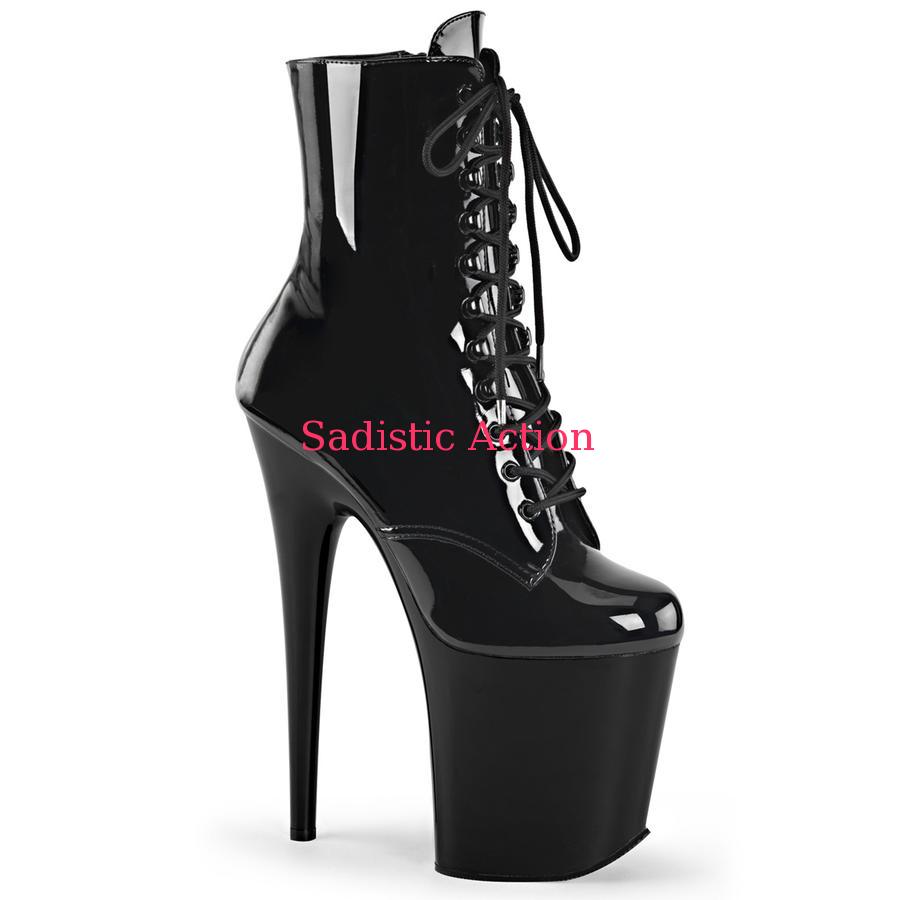 【即納】Pleaser Platform Lace-Up Front Ankle Boot、 Inside Zip Closure 【Pleaser (ブーツ、サンダル、シューズ）】【ブーツ】【PL-BO-FLAM1020/B/M】