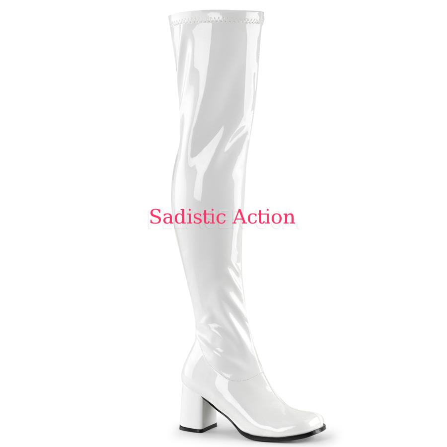 【即納】PLEASER Block Heel Gogo Over-the-Knee Boot 【Pleaser (ブーツ、サンダル、シューズ）】【コスチュームアクセサリー】【PL-BO-GOGO-3000-WH】