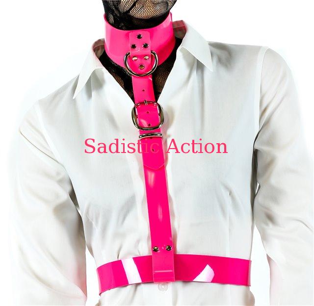 【即納】FUNK PLUS VINYL COLLAR HARNESS WITH BUCKLE 【ベルト・ハーネス】【FUNK PLUS(レザーアクセサリー、レザーマスク、ハーネス、ポリスハット等）】【FP-XH126GRN 】｜Sadistic Action