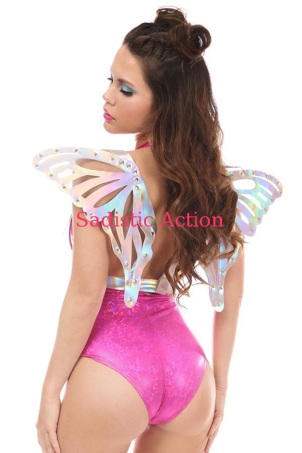 【即納】Daisy Corsets Silver Holo Body Harness w/Wings 【コスチュームアクセサリー】【Daisy Corsets (コルセット、コスチューム、ランジェリー、衣装)】【トップス】【その他】【ベルト・ハーネス】【DC-ACC-HAR-104】|Sadistic Action
