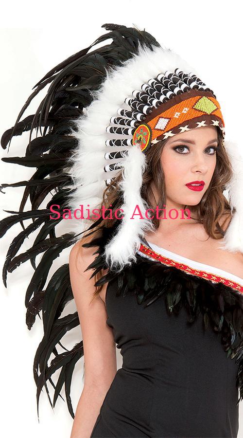 【即納】MUSIC LEGS Pure White Indian Headdress 【ハロウィンコスチューム】【コスチュームアクセサリー】【MUSIC LEGS　（ストッキング、ランジェリー、コスチューム）】【MU-ACC-70799】