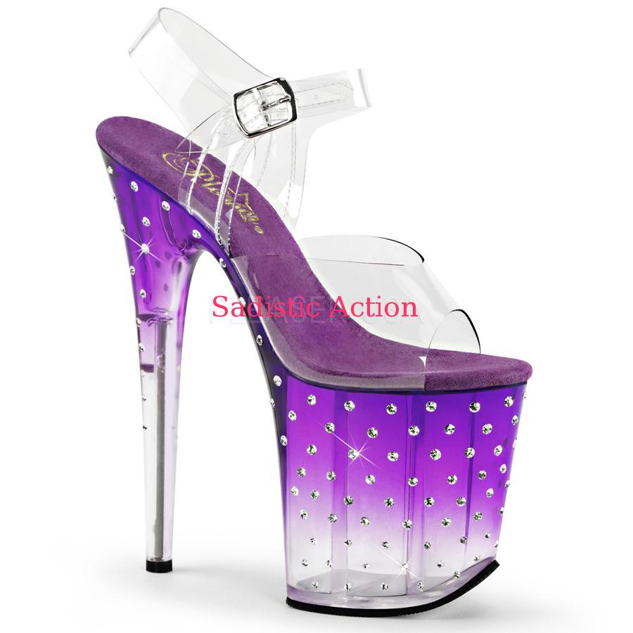【即納】PLEASER Ankle Strap Sandal Featuring Tinted、 Rhinestone Studded Platform Bottom 【Pleaser (ブーツ、サンダル、シューズ）】【コスチュームアクセサリー】【PL-SAN-STARDUST-808T-PU   】