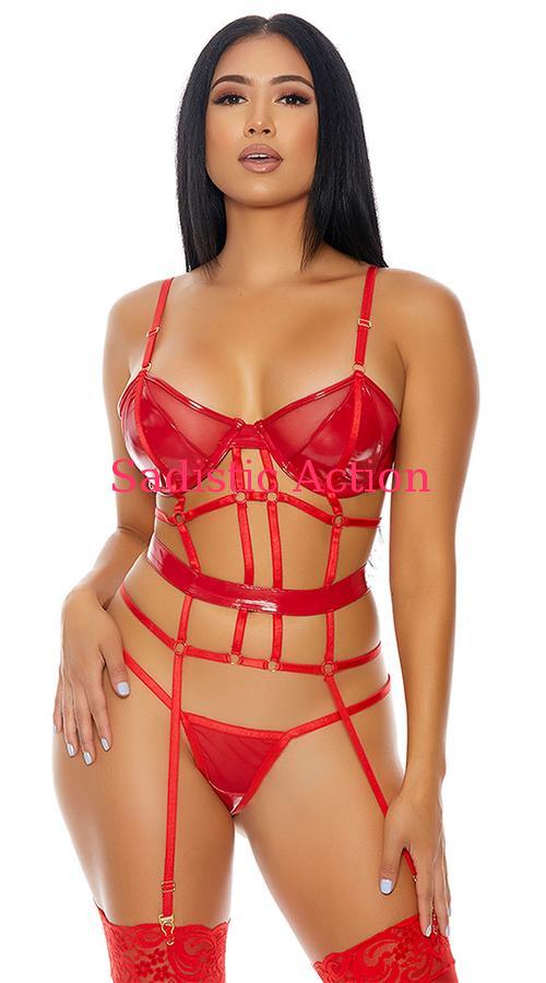 【即納】Forplay Double Strapped Bustier Set 【Forplay (ダンスウェア、衣装、コスチューム、小物)】【ランジェリーセットアップ】【フェティッシュ・ボンテージ】【ダンスウェアセット】【FOR-LIN-771211-RE】|Sadistic Action