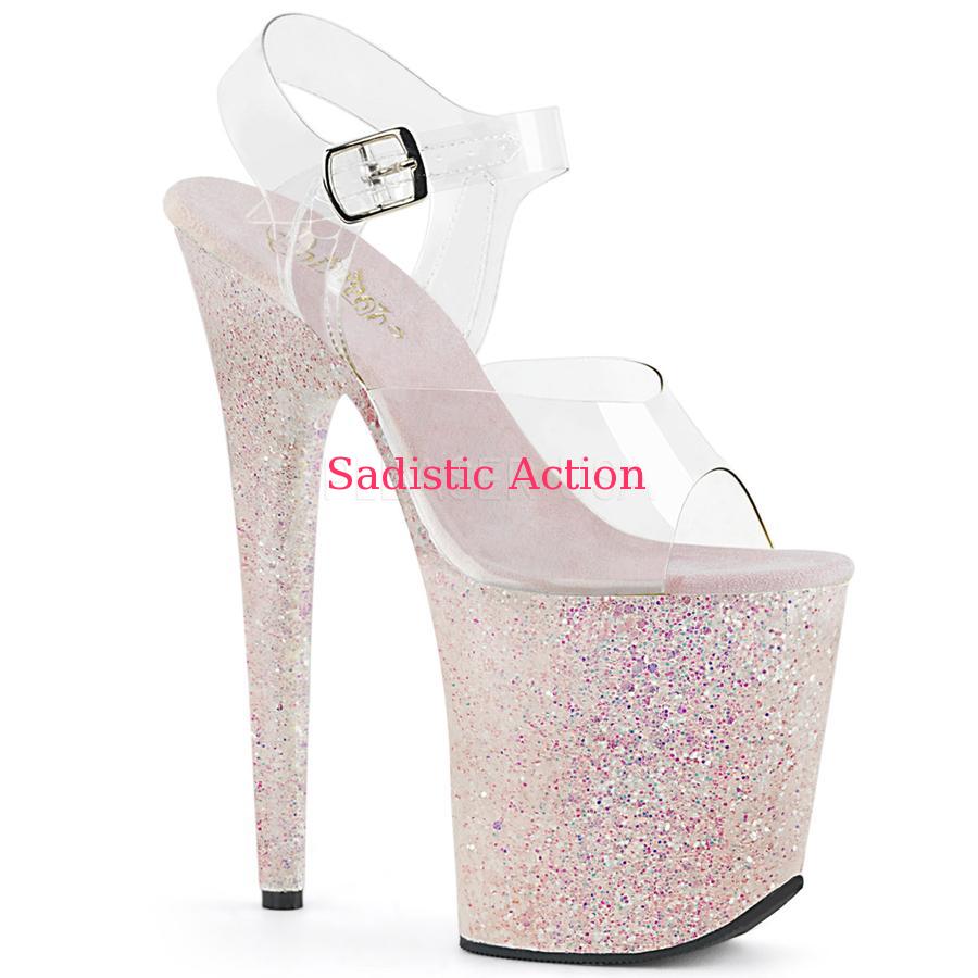 【即納】Pleaser Platform Ankle Strap Multi Glitter Platform Sandal 【Pleaser　(ブーツ、サンダル、シューズ）】【コスチュームアクセサリー】【サンダル】【PL-SAN-FLAM808LG/C/OPG】 18,150円