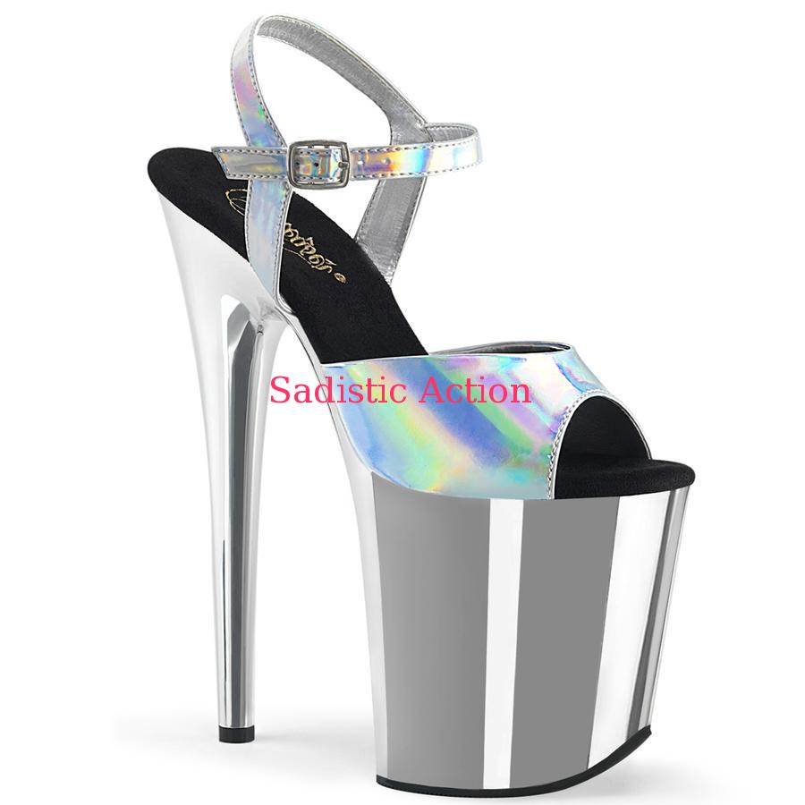 【即納】Pleaser Ankle Strap Sandal w/ Chrome Plated Platform  【Pleaser (ブーツ、サンダル、シューズ）】【サンダル】【PL-SAN-FLAM809HG/SHG/SCH】