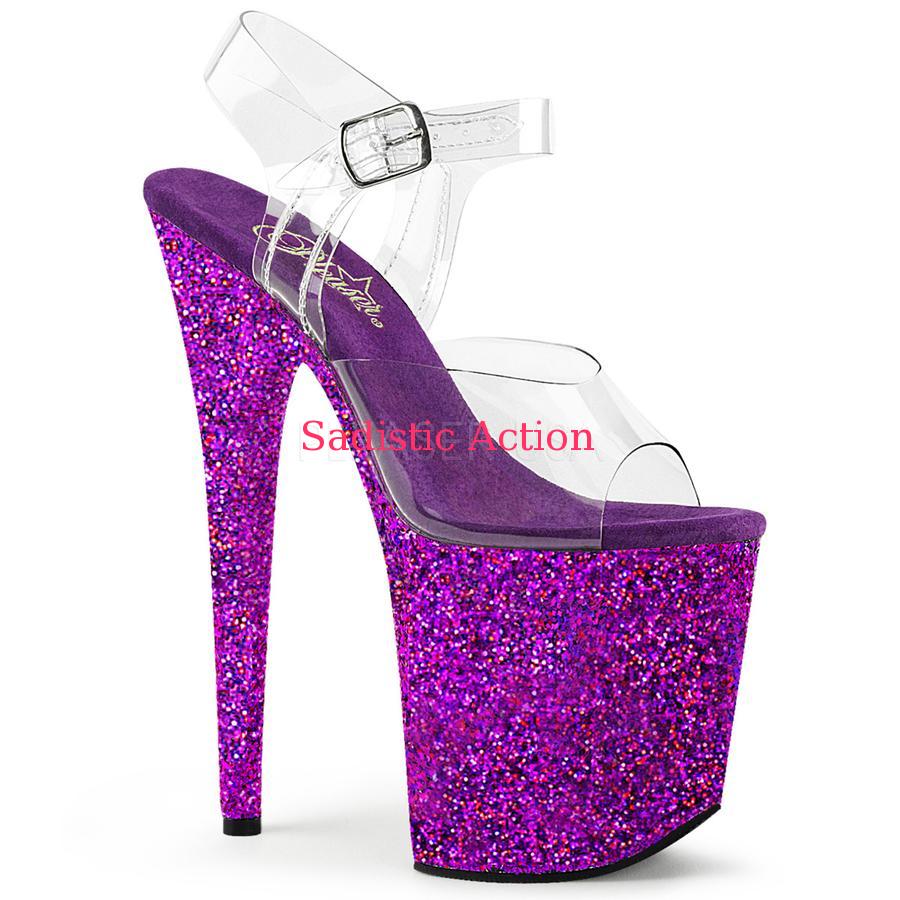 【即納】Pleaser Platform Ankle Strap Multi Glitter Platform Sandal  【Pleaser (ブーツ、サンダル、シューズ）】【コスチュームアクセサリー】【サンダル】【PL-SAN-FLAM808LG/C/PPG】