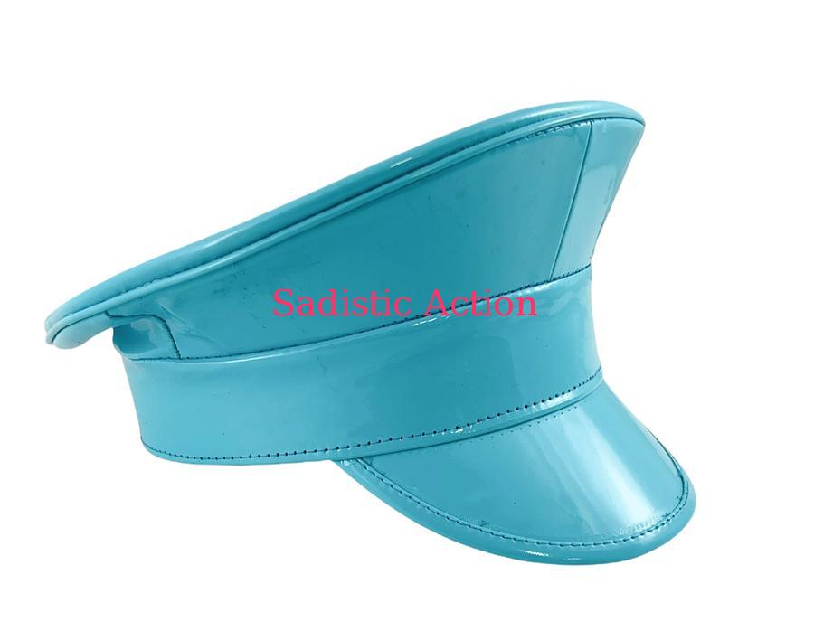 【即納】FUNK PLUS NEON PATENT LEATHER PLAIN POLICE HAT 【ハロウィンコスチューム】【コスチュームアクセサリー】【ハット、帽子】【FUNK PLUS(レザーアクセサリー、レザーマスク、ハーネス、ポリスハット等）】【FP-HT200NEON-TUR】｜Sadistic Action