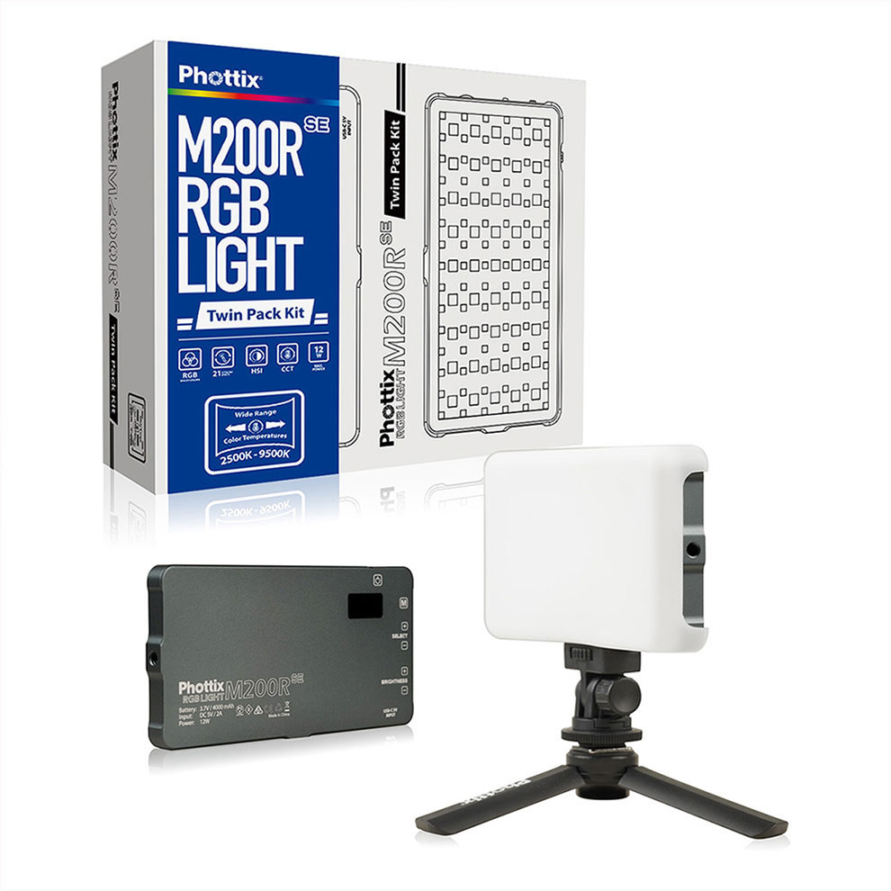 Phottix(フォティックス)M200R SE RGB Light Twin Kit Set  一眼録画媒体映画化スマホ用携帯型LEDともし火