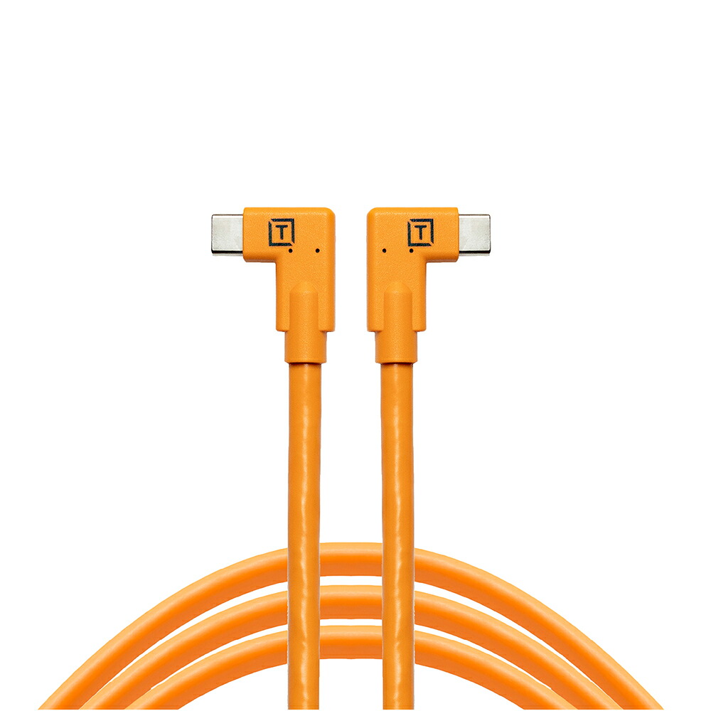 【クロ猫ゆうパケット送りとどける】TETHER TOOLS(テザーツールズ) テザープロ USB-C to USB-C  デュアルライトアングル オレンジ色 CUC15RT2RT-ORG 460糎