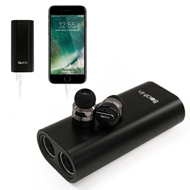 魅力的な 楽天市場 モバイルバッテリー機能付 Bluetooth 4 1対応 左右 完全独立型 超小型 ワイヤレス イヤホン コードレス スマホ 充電器 モバイルバッテリー イヤホン 過充電防止 Beat In ビートイン ビートイン ブラックエディション パワーバンク Coco M 格安