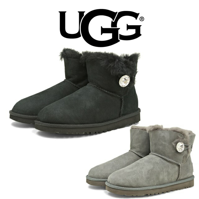 最低価格の Ugg ブラック グレー シープスキン ショートブーツ ブーツ メンズ スノーブーツ ムートンブーツ ブーツ メンズクラシックショート アグ ブリング ミニ ベイリーボタン レディース Ugg オーストラリア アグ Australia Ugg アグ ブーツ