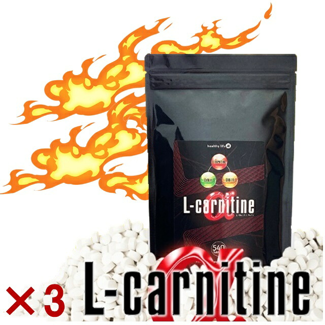 3個セット L-カルニチン ダイエット 燃焼系 カルニチン サプリメント ダイエットサプリ コエンザイムQ10 アミノ酸 や α-リポ酸 との併用がオススメ 燃焼系サプリ エネルギー燃焼 燃焼系サポート 大容量約6か月分