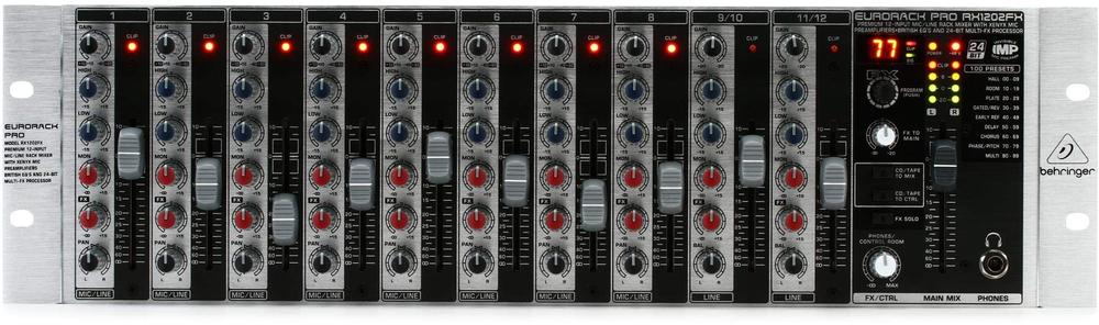 【中古】BEHRINGER ベリンガー EURORACK PRO RX1202FX 12チャンネルマイクラインラックミキサー