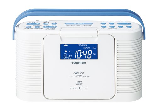 【中古】TOSHIBA 雨合羽CD時辰儀ラジオ受信機 CUTEBEAT 白いこと TY-CDB5(W) その他-オーディオ