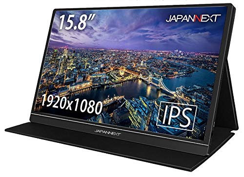 【中古】JAPANNEXT 15.8in 移動性管する IPS ダイアログボックス 盛りだくさん固定ディスク 1920x1080解像力 かっこ良い入れもの付き添い人 (Type C/マイコン相応う/金棒引き内蔵/光輝) JN-MD-IPS158FHDR