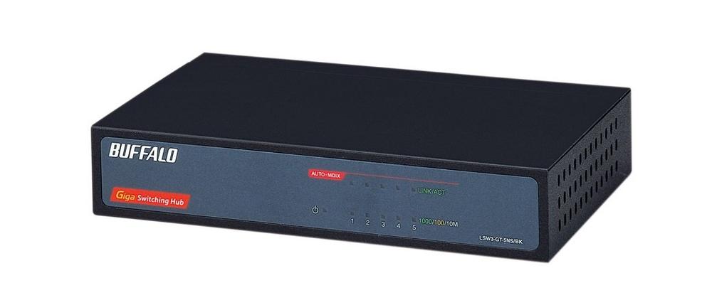 【中古】BUFFALO Giga対応 電源内蔵 5ポート スイッチングHub ブラック LSW3-GT-5NS/BK