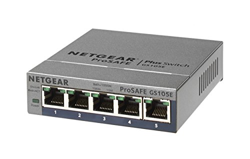 【中古】【正規品】 ネットギア NETGEAR スイッチングハブ 5ポート 1G 金属筐体 静音ファンレス リミテッドライフタイムハードウェア アンマネージプラス GS105E-200JPS