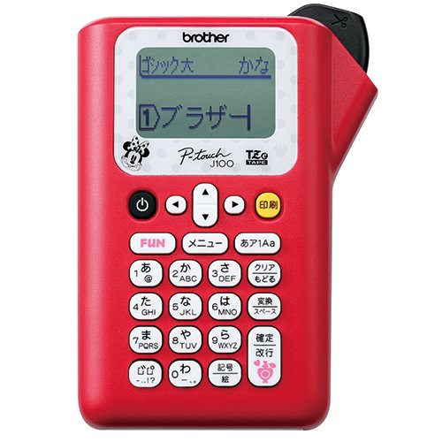 【中古】ブラザー ピータッチ ラベルライター ミニーレッド PT-J100MR