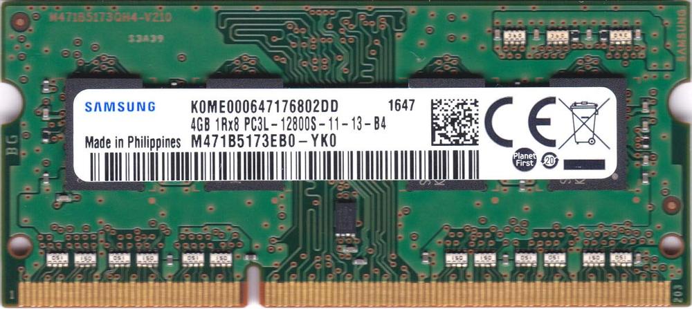 【中古】4GB Samsung サムスン純正 ノートPC用 DDR3L-1600 (PC3L-12800S) 204Pin UDIMM non-ECC 1.35V バルク M471B5173EB0-YK0