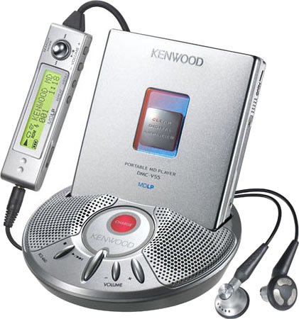 【中古】KENWOOD DMC-V55-S 携帯型MD電気蓄音機 しろがね色