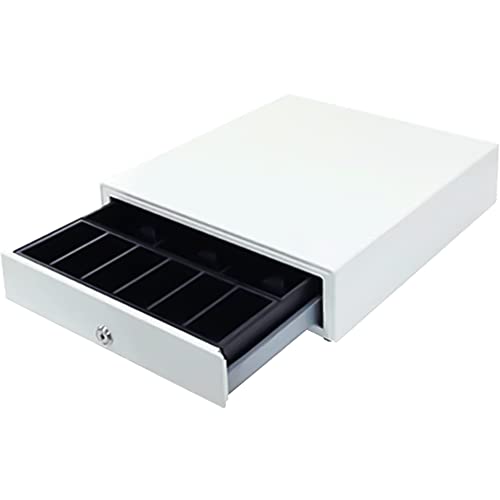 【中古】ビジコム 3年 国産 手動式 キャッシュドロア W330&times;D415&times;H105 小型 M 紙幣3種 硬貨6種 白 BC-415HP-W(6C)｜セーフライフ倉庫
