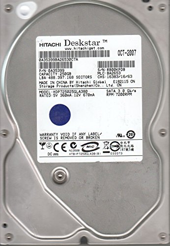 【中古】日立GST Deskstar P7K500(250GB/SATA3G/7200rpm/8MB) HDP725025GLA380