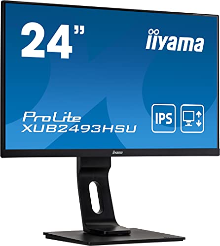 【中古】二十日鼠電子計算機 iiyama 管する 見せびらかす XUB2493HSU-B1(23.8型/IPS操作手順ノングレア非光輝/広可視性角/昇降スィーベルチルトピボット/1920x1080/DP,HDMI,D-Sub)