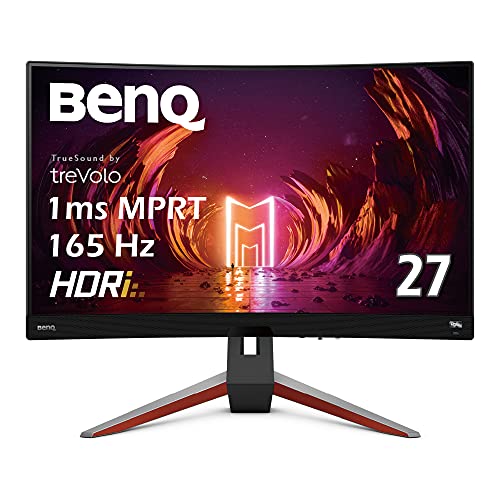 【中古】BenQ MOBIUZ EX2710R 湾曲ゲーミングモニター (27インチ/WQHD/湾曲1000R/165Hz 2.1ch treVoloスピーカー/VA/1ms/HDRi/HDR400/高機能スタンド/リモコン付属/ゲームモード(FPS/RPG/レーシング)
