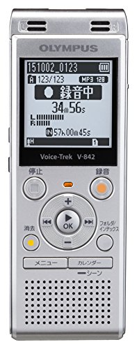 【中古】OLYMPUS 集積回路リコーダー VoiceTrek 4GB MicroSD相応う V-842 しろがね色 V-842 SLV