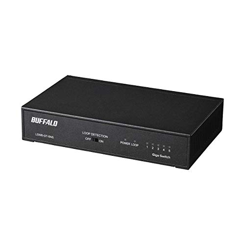 【中古】バッファロー BUFFALO Giga対応 金属筐体 電源内蔵 5ポート LSW6-GT-5NS/BK ブラック スイッチングハブ マグネット 壁掛け設置対応